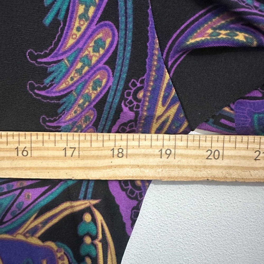 ECI New York Paisley Dress Purple Teal Beaded Empire Waist Roll Tab Sz 12 Boho - Picture 8 of 8